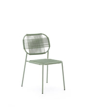Load image into Gallery viewer, Talaier stackable outdoor chair in synthetic rope and galvanised steel with turquoise finish