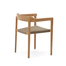 Load image into Gallery viewer, Icaro stackable chair in FSC 100% solid teak wood with natural finish and beige rope cord - image 5