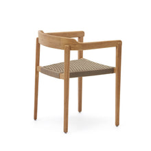 Load image into Gallery viewer, Icaro stackable chair in FSC 100% solid teak wood with natural finish and beige rope cord - image 6
