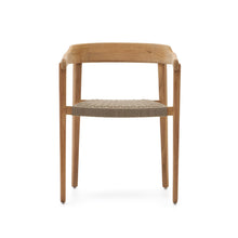 Load image into Gallery viewer, Icaro stackable chair in FSC 100% solid teak wood with natural finish and beige rope cord - image 8