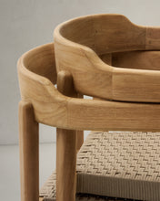 Load image into Gallery viewer, Icaro stackable chair in FSC 100% solid teak wood with natural finish and beige rope cord - image 15