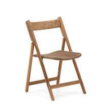 Load image into Gallery viewer, Dandara folding chair in solid acacia wood with steel structure and beige cord FSC 100% - image 2