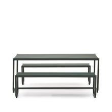 Load image into Gallery viewer, Sotil Set of 2 Benches and Galvanized Steel Table with Green Finish 183 x 83 cm - image 3