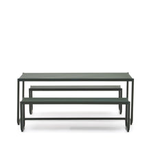 Load image into Gallery viewer, Sotil Set of 2 Benches and Galvanized Steel Table with Green Finish 183 x 83 cm - image 4