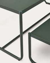 Load image into Gallery viewer, Sotil Set of 2 Benches and Galvanized Steel Table with Green Finish 183 x 83 cm - image 8