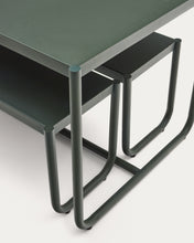 Load image into Gallery viewer, Sotil Set of 2 Benches and Galvanized Steel Table with Green Finish 183 x 83 cm - image 10