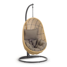 Load image into Gallery viewer, Cira hanging armchair with dark grey base with natural finish