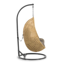 Load image into Gallery viewer, Cira hanging armchair with dark grey base with natural finish - image 4