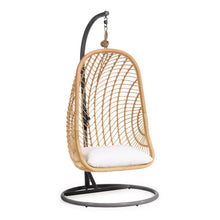 Load image into Gallery viewer, Ekaterina dark grey hanging armchair with foot in rattan