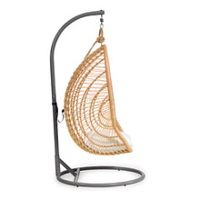 Load image into Gallery viewer, Ekaterina dark grey hanging armchair with foot in rattan - image 3