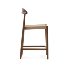 Load image into Gallery viewer, Nina solid acacia wood stool with walnut finish and beige rope height 62 cm - image 4