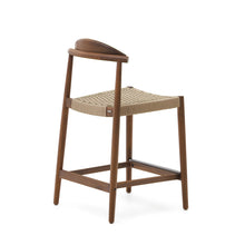 Load image into Gallery viewer, Nina solid acacia wood stool with walnut finish and beige rope height 62 cm - image 5