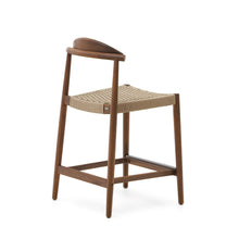 Load image into Gallery viewer, Nina solid acacia wood stool with walnut finish and beige rope height 62 cm - image 6
