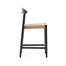 Load image into Gallery viewer, Nina stool made of solid acacia wood with black finish and beige rope height 62 cm - image 4