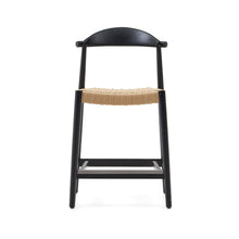 Load image into Gallery viewer, Nina stool made of solid acacia wood with black finish and beige rope height 62 cm - image 7
