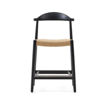 Load image into Gallery viewer, Nina stool made of solid acacia wood with black finish and beige rope height 62 cm - image 8