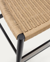 Load image into Gallery viewer, Nina stool made of solid acacia wood with black finish and beige rope height 62 cm - image 11