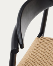 Load image into Gallery viewer, Nina stool made of solid acacia wood with black finish and beige rope height 62 cm - image 12