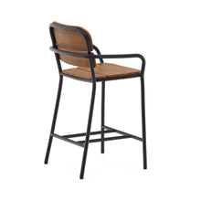 Load image into Gallery viewer, Algueret Stool Solid Eucalyptus Wood Natural Finish and Black Aluminum 65 cm FSC 100% - image 5