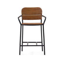 Load image into Gallery viewer, Algueret Stool Solid Eucalyptus Wood Natural Finish and Black Aluminum 65 cm FSC 100% - image 8