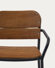Load image into Gallery viewer, Algueret Stool Solid Eucalyptus Wood Natural Finish and Black Aluminum 65 cm FSC 100% - image 11