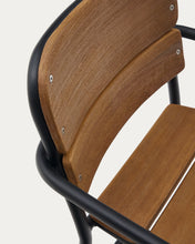 Load image into Gallery viewer, Algueret Stool Solid Eucalyptus Wood Natural Finish and Black Aluminum 65 cm FSC 100% - image 13