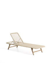 Load image into Gallery viewer, Dandara sun lounger in steel, ecru rope and legs in solid FSC 100% acacia wood
