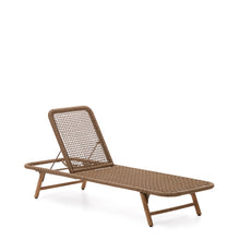 Load image into Gallery viewer, Dandara sun lounger in steel, beige rope and legs in solid FSC 100% acacia wood