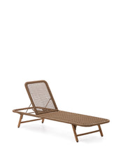Load image into Gallery viewer, Dandara sun lounger in steel, beige rope and legs in solid FSC 100% acacia wood - image 2