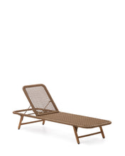 Load image into Gallery viewer, Dandara sun lounger in steel, beige rope and legs in solid FSC 100% acacia wood - image 4