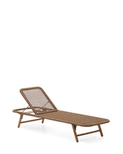 Load image into Gallery viewer, Dandara sun lounger in steel, beige rope and legs in solid FSC 100% acacia wood - image 6