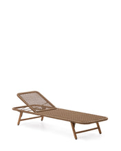 Load image into Gallery viewer, Dandara sun lounger in steel, beige rope and legs in solid FSC 100% acacia wood - image 8