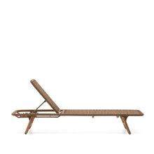 Load image into Gallery viewer, Dandara sun lounger in steel, beige rope and legs in solid FSC 100% acacia wood - image 13