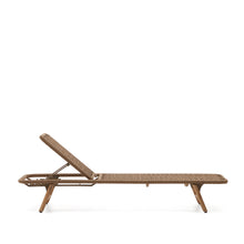 Load image into Gallery viewer, Dandara sun lounger in steel, beige rope and legs in solid FSC 100% acacia wood - image 15