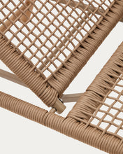 Load image into Gallery viewer, Dandara sun lounger in steel, beige rope and legs in solid FSC 100% acacia wood - image 24