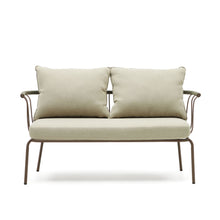 Load image into Gallery viewer, Salguer sofa in green cord and steel with a brown painted finish, 134 cm