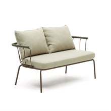 Load image into Gallery viewer, Salguer sofa in green cord and steel with a brown painted finish, 134 cm - image 3