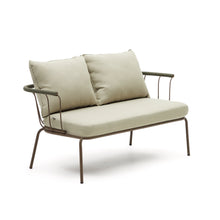 Load image into Gallery viewer, Salguer sofa in green cord and steel with a brown painted finish, 134 cm - image 4