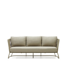 Load image into Gallery viewer, Saconca 3-seater outdoor sofa made of cord and green galvanised steel, 189 cm