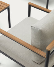Load image into Gallery viewer, Aiguafreda set, 2 seater sofa, 2 chairs &amp; coffee table made from grey aluminium &amp; acacia - image 12
