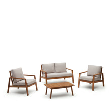 Load image into Gallery viewer, Frares set, 2 seater sofa, 2 armchairs &amp; coffee table, made from solid acacia wood - image 2