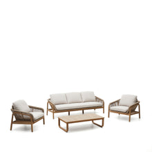 Load image into Gallery viewer, Vellana set: 3-seater sofa, 2 armchairs and coffee table made from FSC 100% solid acacia - image 2