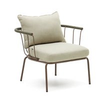 Load image into Gallery viewer, Salguer armchair in green cord and steel with a brown painted finish - image 2