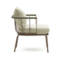 Load image into Gallery viewer, Salguer armchair in green cord and steel with a brown painted finish - image 3