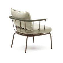 Load image into Gallery viewer, Salguer armchair in green cord and steel with a brown painted finish - image 5