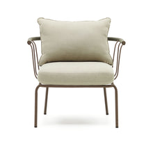 Load image into Gallery viewer, Salguer armchair in green cord and steel with a brown painted finish - image 7