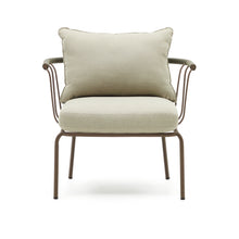 Load image into Gallery viewer, Salguer armchair in green cord and steel with a brown painted finish - image 8