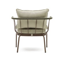 Load image into Gallery viewer, Salguer armchair in green cord and steel with a brown painted finish - image 9