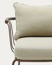 Load image into Gallery viewer, Salguer armchair in green cord and steel with a brown painted finish - image 13