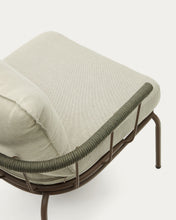 Load image into Gallery viewer, Salguer armchair in green cord and steel with a brown painted finish - image 14